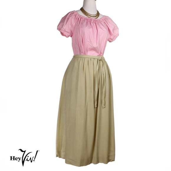 Vintage 70s Avanzara by Adrienne Vittadini Skirt Pale Green Wool 10 W28 -Hey Viv - Picture 1 of 7